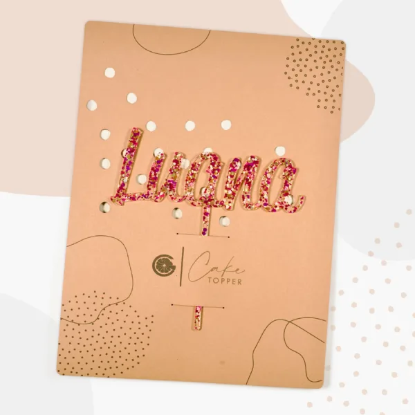 Cake Topper Grapefruit® Cake Topper mit Name zum Geburtstag aus Acryl Bubble Pink Personalisiert – Wood