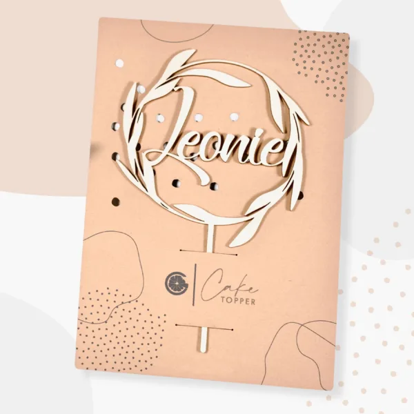 Cake Topper Grapefruit® Cake Topper zum Geburtstag mit Name aus Holz Personalisiert mit Zweigen