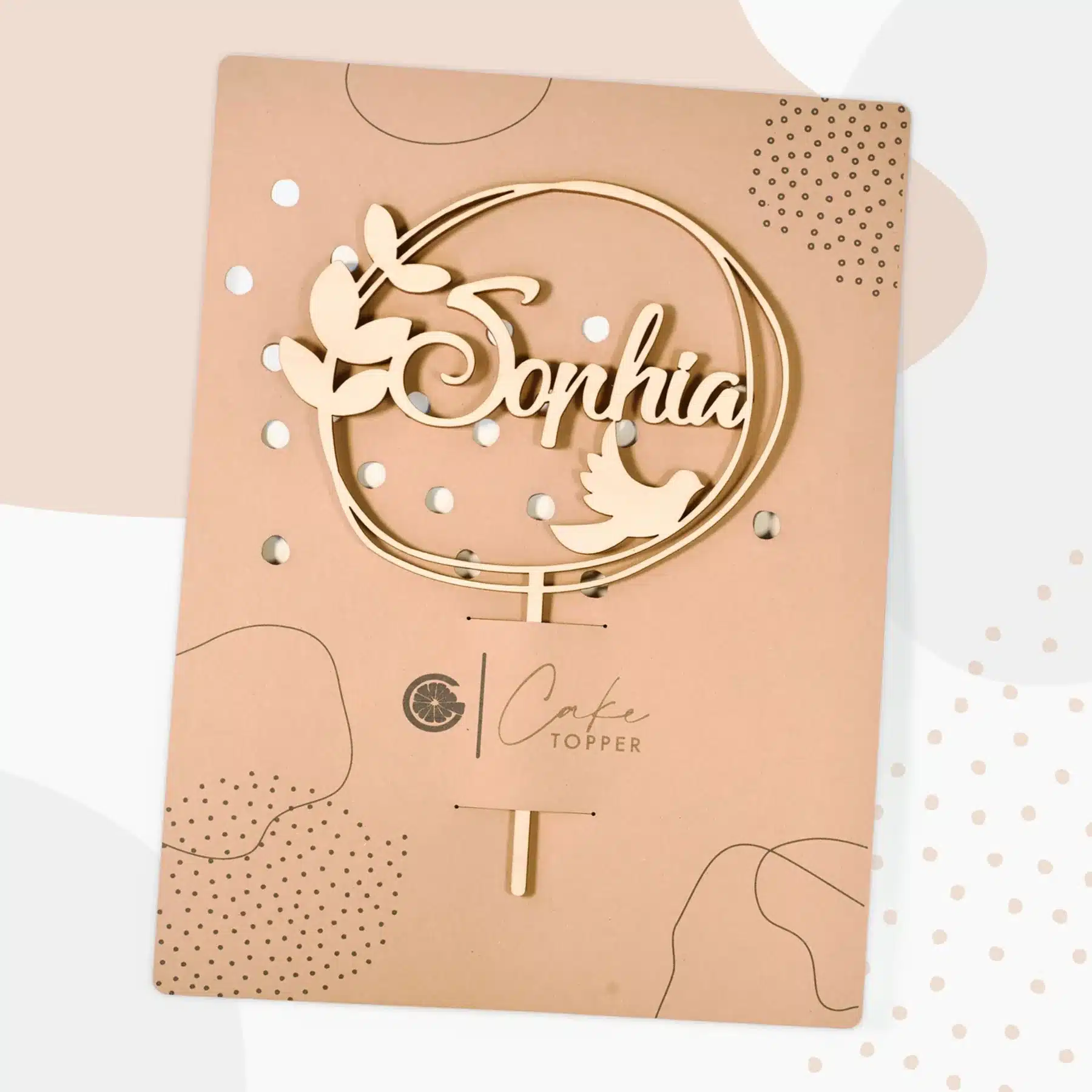 Geburt Grapefruit® Cake Topper zur Taufe Kommunion Konfirmation mit Name aus Holz Personalisiert mit Taube