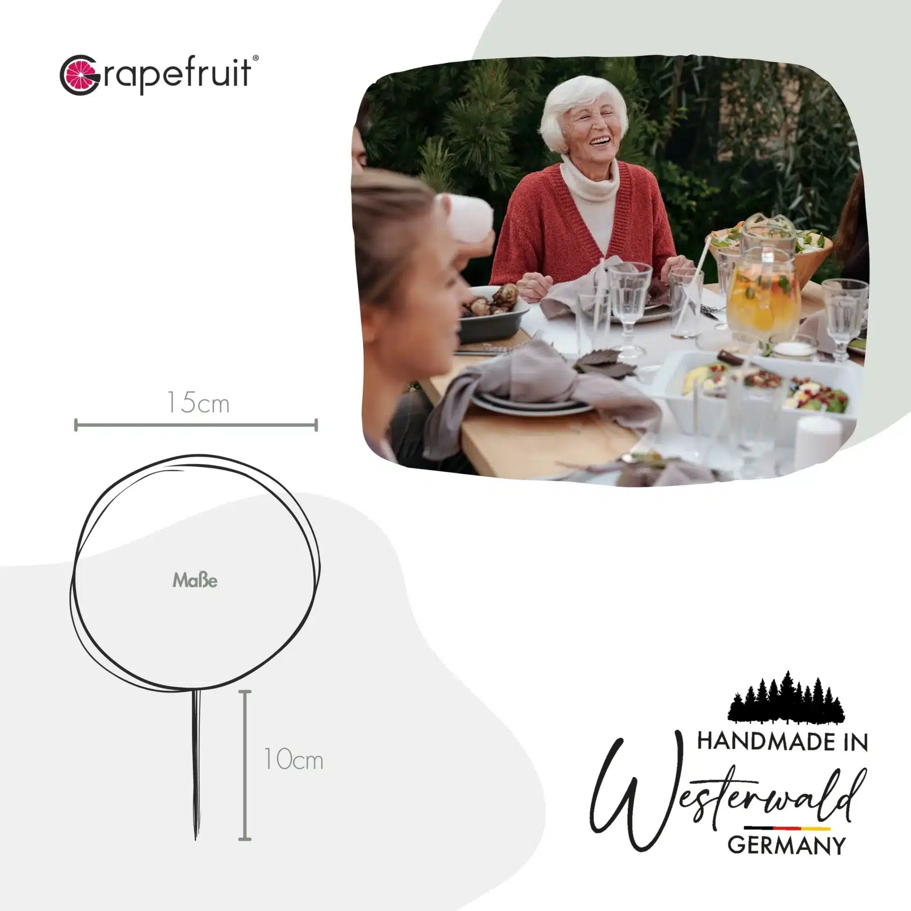 Geburtstag Grapefruit® personalisierter Cake Topper aus Holz mit individuellen Wunschnamen  Tortendekoration, Name, Geschenkidee, Vorname, Kuchendeko, Topper Kuchen, individuell (Geburtstag – Blättchen/Sans)