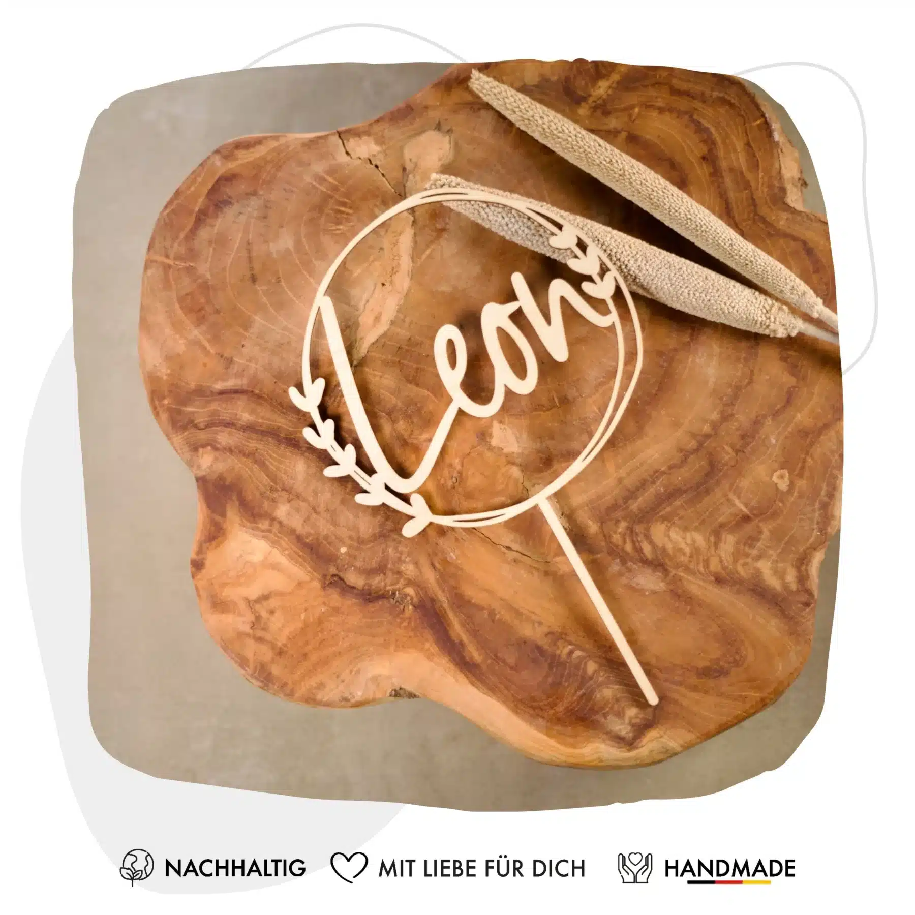 Grapefruit® personalisierter Cake Topper aus Holz mit individuellen Wunschnamen Name, Kuchendeko, Topper Kuchen, individuell (Geburtstag/Taufe/Kommunion/Konfirmation/Einschulung – Blättchen) Kommunion Grapefruit® personalisierter Cake Topper aus Holz mit individuellen Wunschnamen Name, Kuchendeko, Topper Kuchen, individuell (Geburtstag/Taufe/Kommunion/Konfirmation/Einschulung – Blättchen)