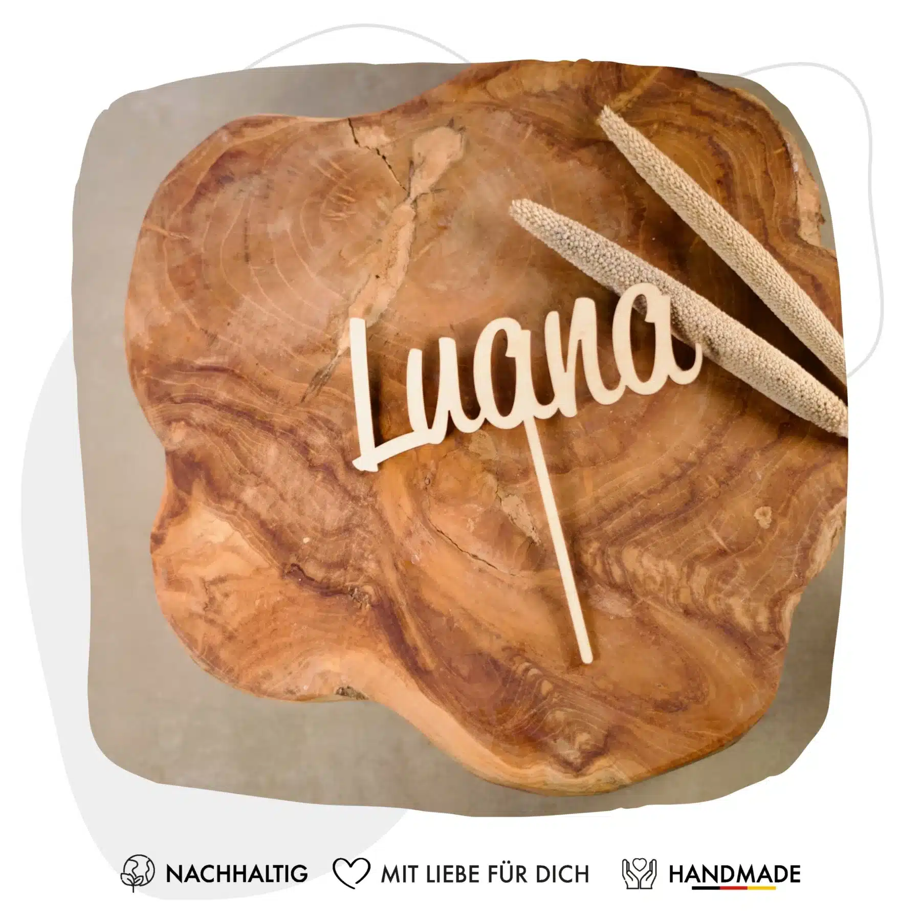 Für Kinder Grapefruit® Cake Topper zum Geburtstag mit Name aus Holz Personalisiert