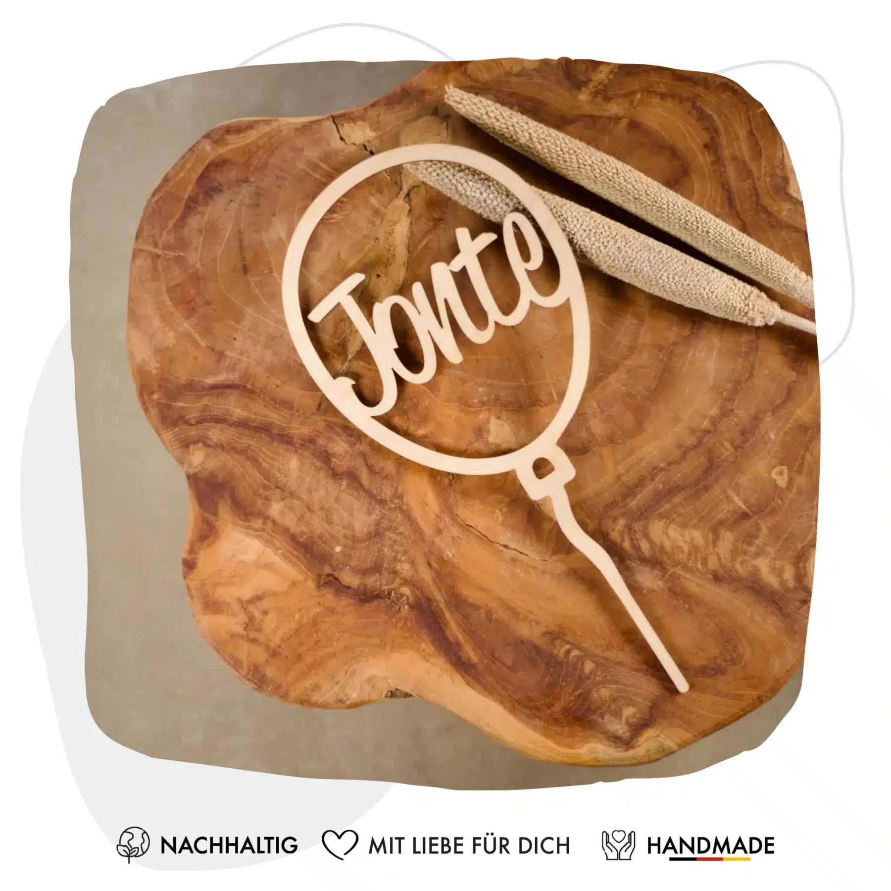 Cake Topper Grapefruit® personalisierter Cake Topper aus Holz mit individuellen Wunschnamen  Tortendekoration, Name, Vorname, Kuchendeko, Topper Kuchen, individuell (Geburtstag/Einschulung – Ballon)