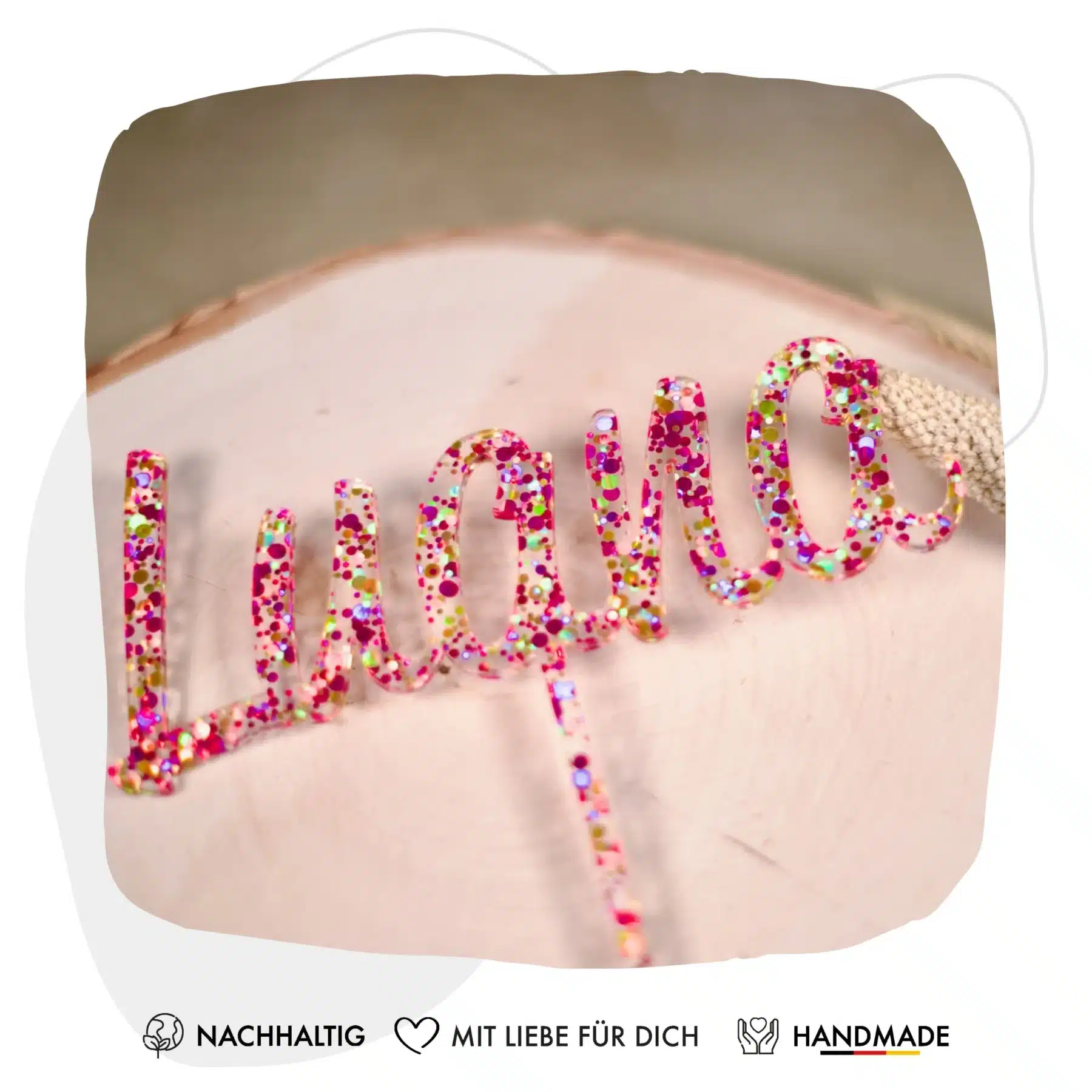 Cake Topper Grapefruit® Cake Topper mit Name zum Geburtstag aus Acryl Bubble Pink Personalisiert – Wood