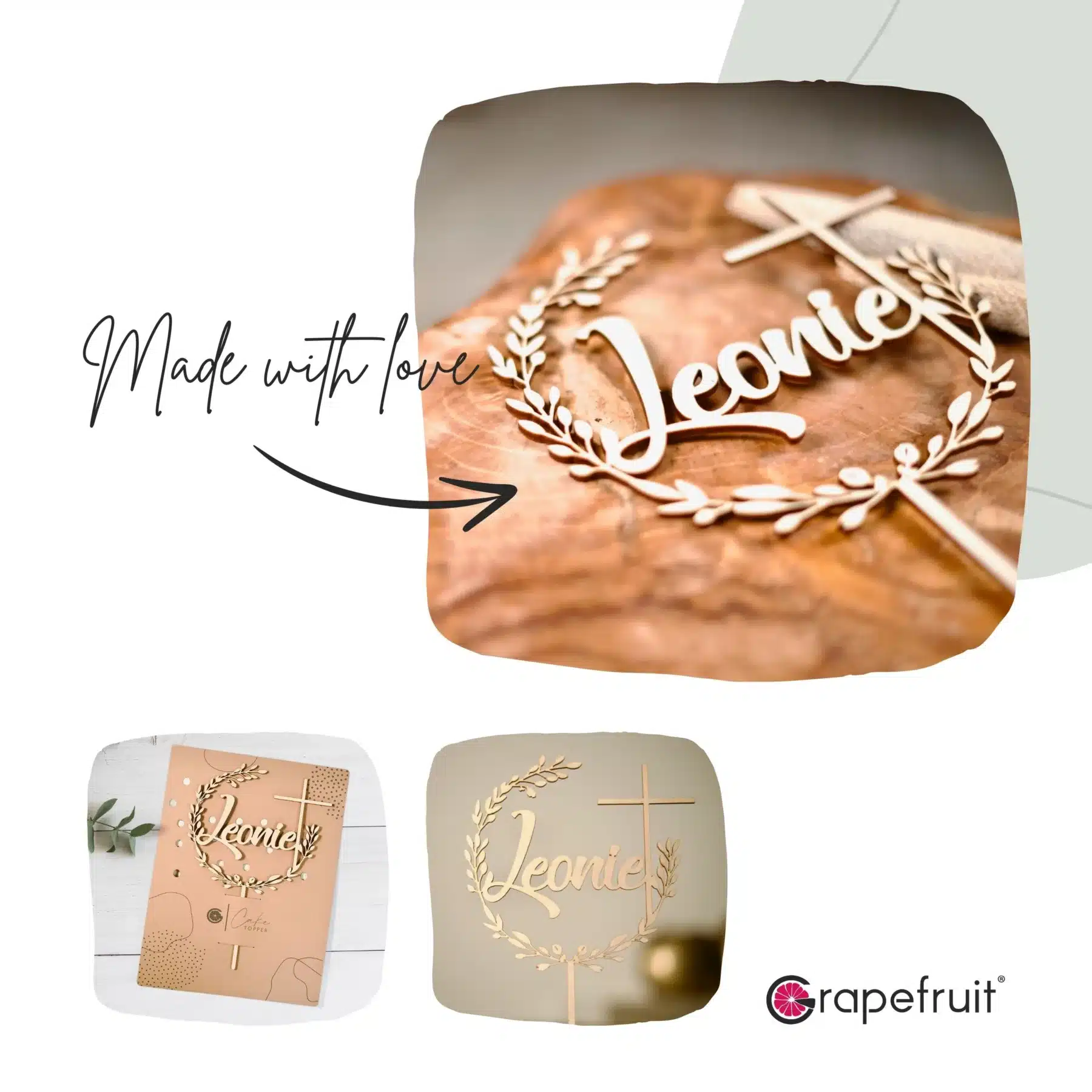 Grapefruit® Cake Topper zur Taufe Kommunion Konfirmation mit Name aus Acryl Personalisiert mit Kreuz Glaube Grapefruit® Cake Topper zur Taufe Kommunion Konfirmation mit Name aus Acryl Personalisiert mit Kreuz