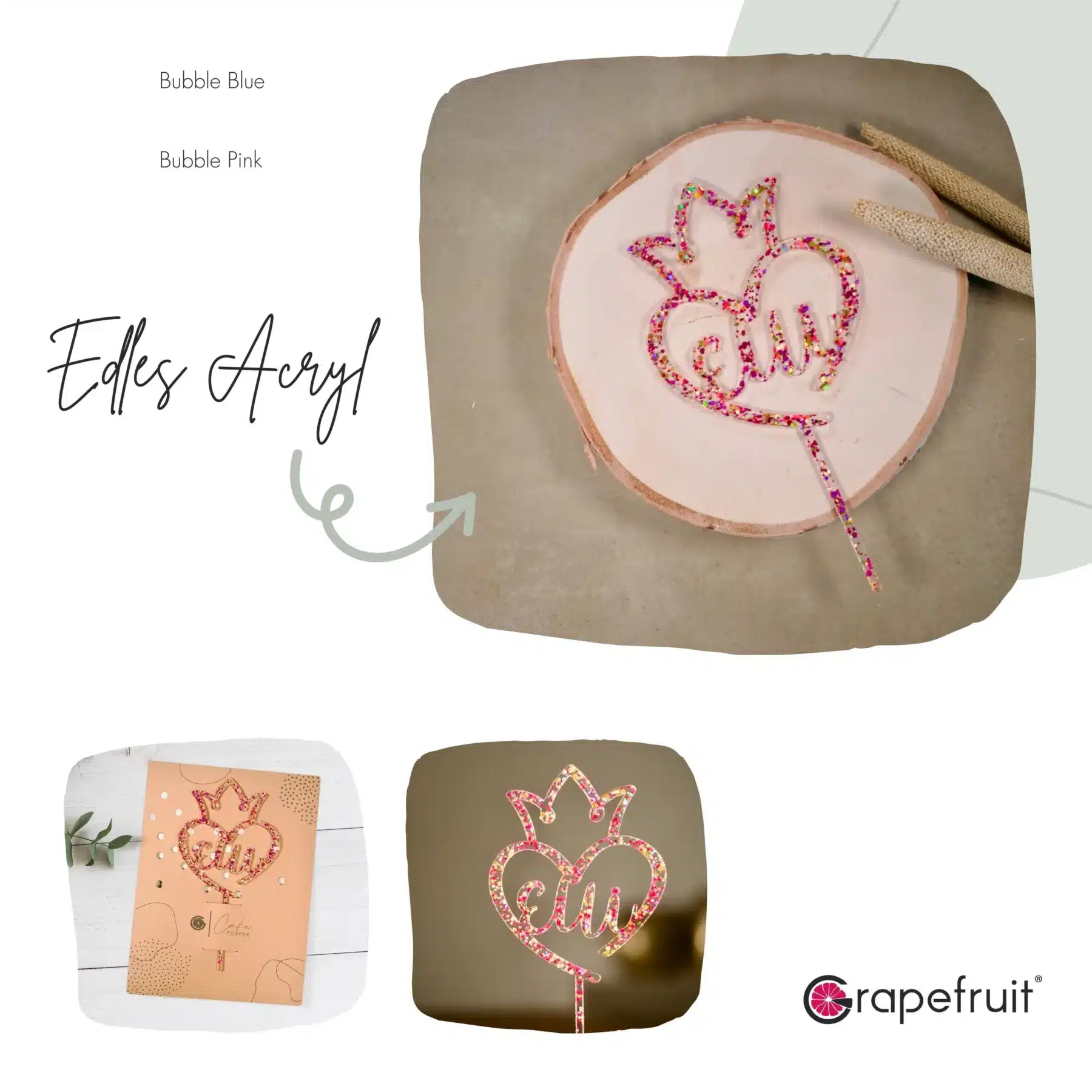 Für Kinder Grapefruit® Cake Topper Prinzessin zum Geburtstag mit Name aus Holz Personalisiert