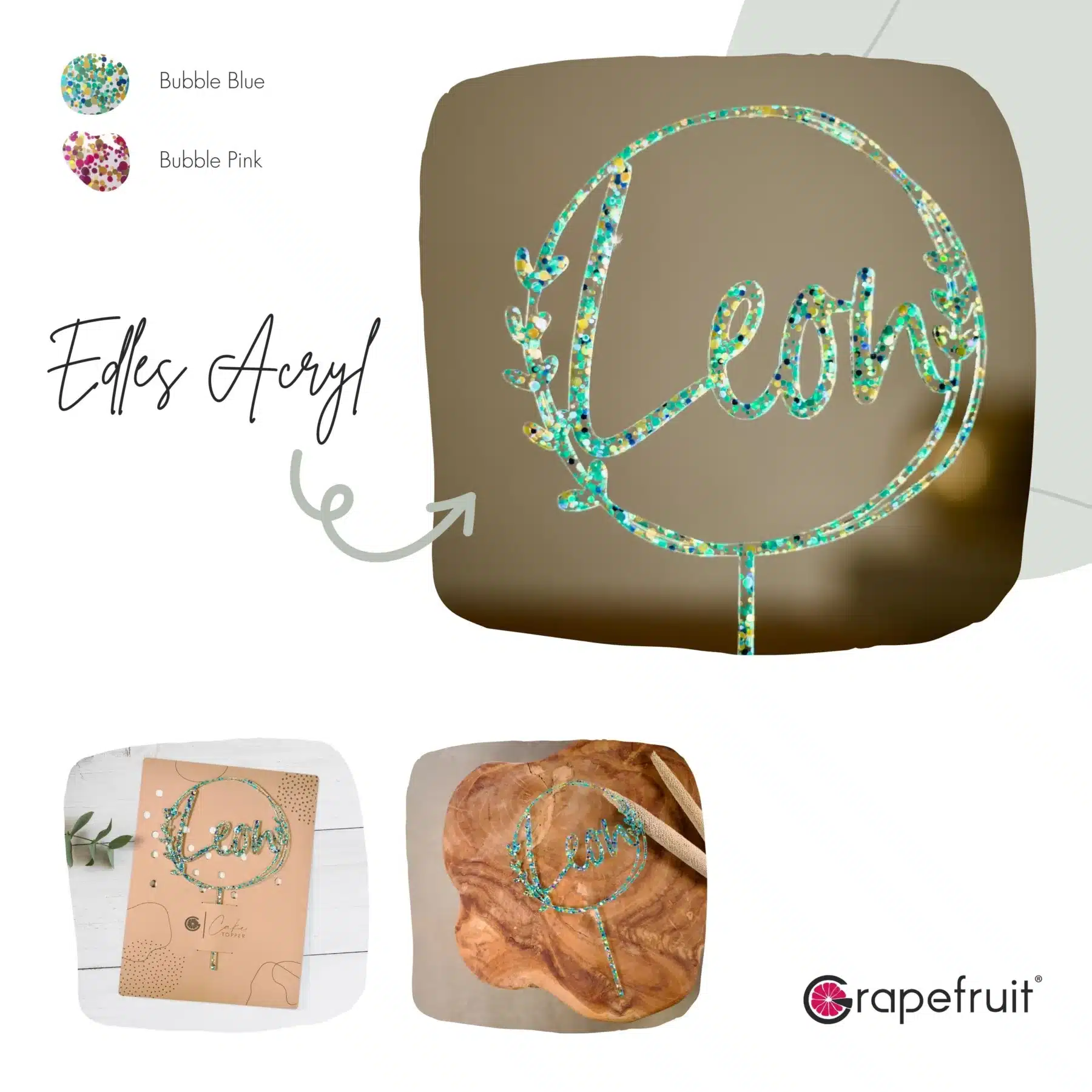 Grapefruit® personalisierter Cake Topper aus Holz mit individuellen Wunschnamen Name, Kuchendeko, Topper Kuchen, individuell (Geburtstag/Taufe/Kommunion/Konfirmation/Einschulung – Blättchen) Kommunion Grapefruit® personalisierter Cake Topper aus Holz mit individuellen Wunschnamen Name, Kuchendeko, Topper Kuchen, individuell (Geburtstag/Taufe/Kommunion/Konfirmation/Einschulung – Blättchen)