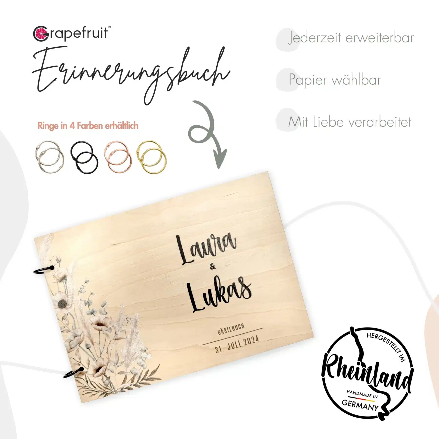 Edles Gästebuch zur Hochzeit – Erinnerungsbuch Fotobuch aus Holz – Modell Laura Gästebücher Edles Gästebuch zur Hochzeit – Erinnerungsbuch Fotobuch aus Holz – Modell Laura