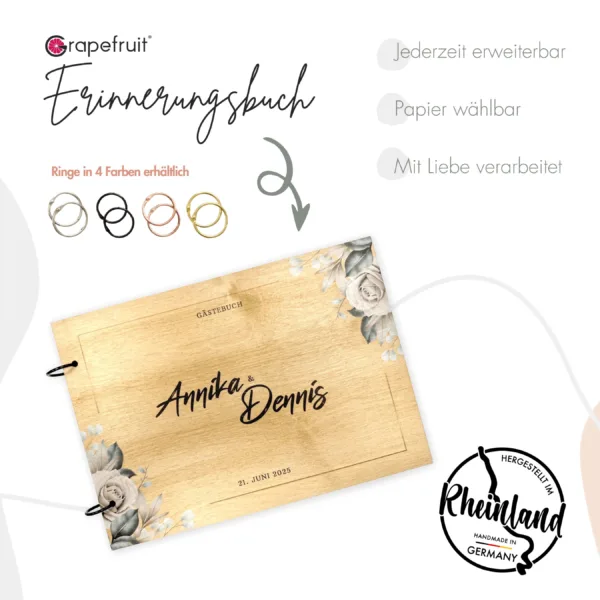 Edles Gästebuch zur Hochzeit – Erinnerungsbuch Fotobuch aus Holz – Modell Annika Gästebücher Edles Gästebuch zur Hochzeit – Erinnerungsbuch Fotobuch aus Holz – Modell Annika