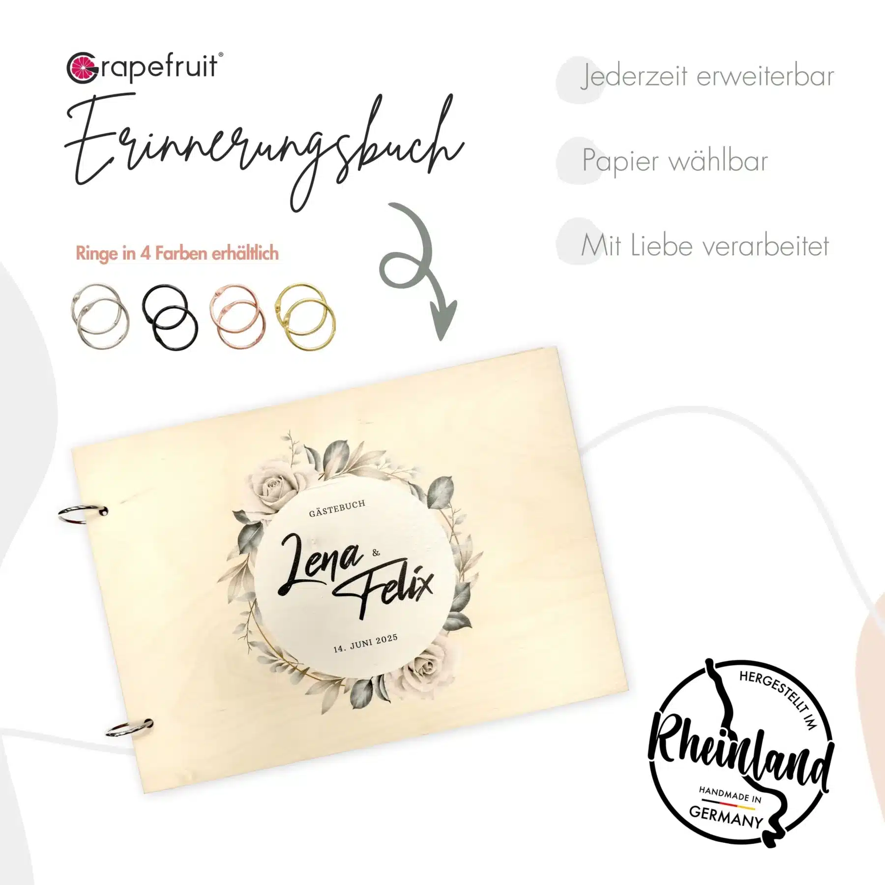 Edles Gästebuch zur Hochzeit – Erinnerungsbuch Fotobuch aus Holz – Modell Lena Gästebücher Edles Gästebuch zur Hochzeit – Erinnerungsbuch Fotobuch aus Holz – Modell Lena