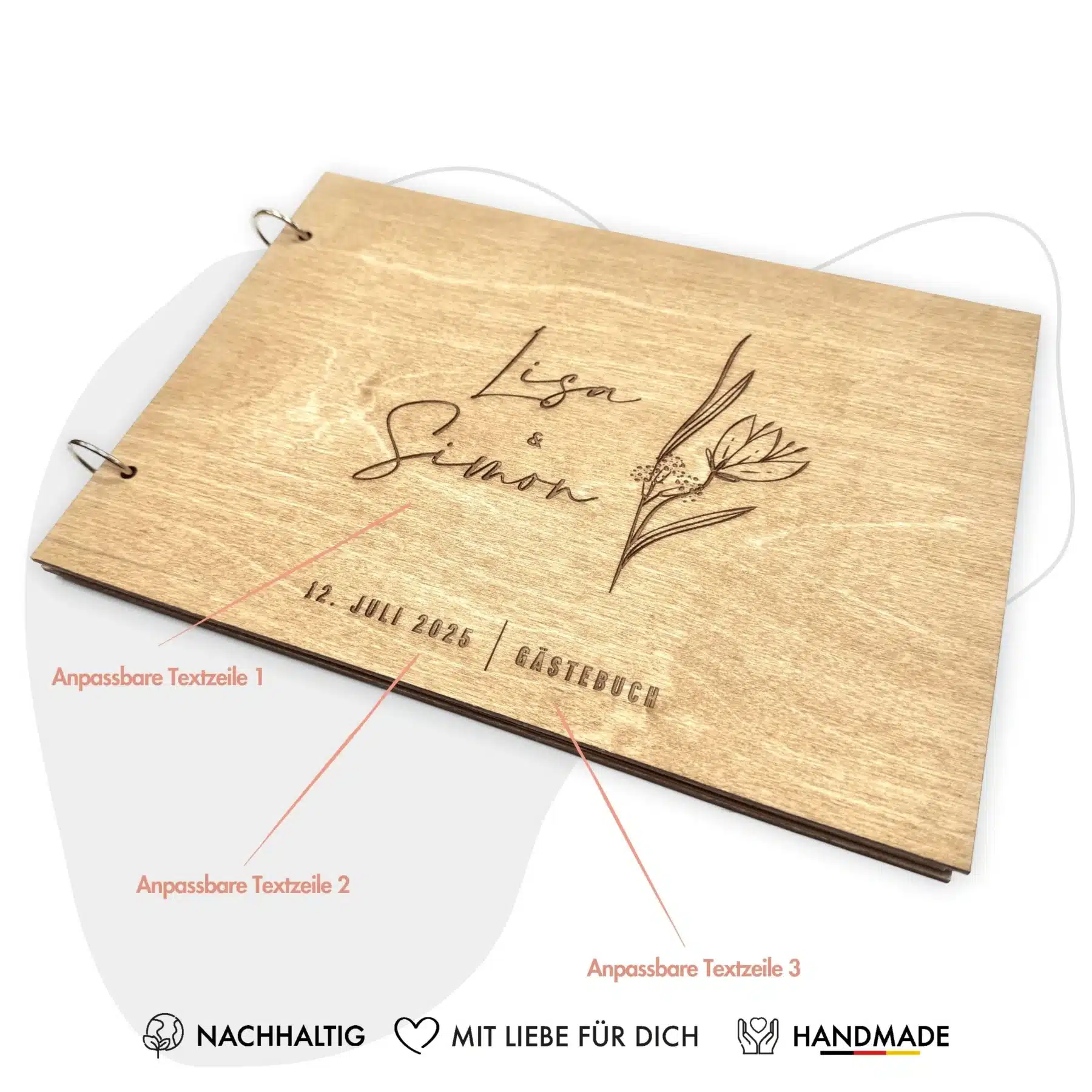 Edles Gästebuch zur Hochzeit – Erinnerungsbuch Fotobuch aus Holz – Modell Lisa Gästebücher Edles Gästebuch zur Hochzeit – Erinnerungsbuch Fotobuch aus Holz – Modell Lisa