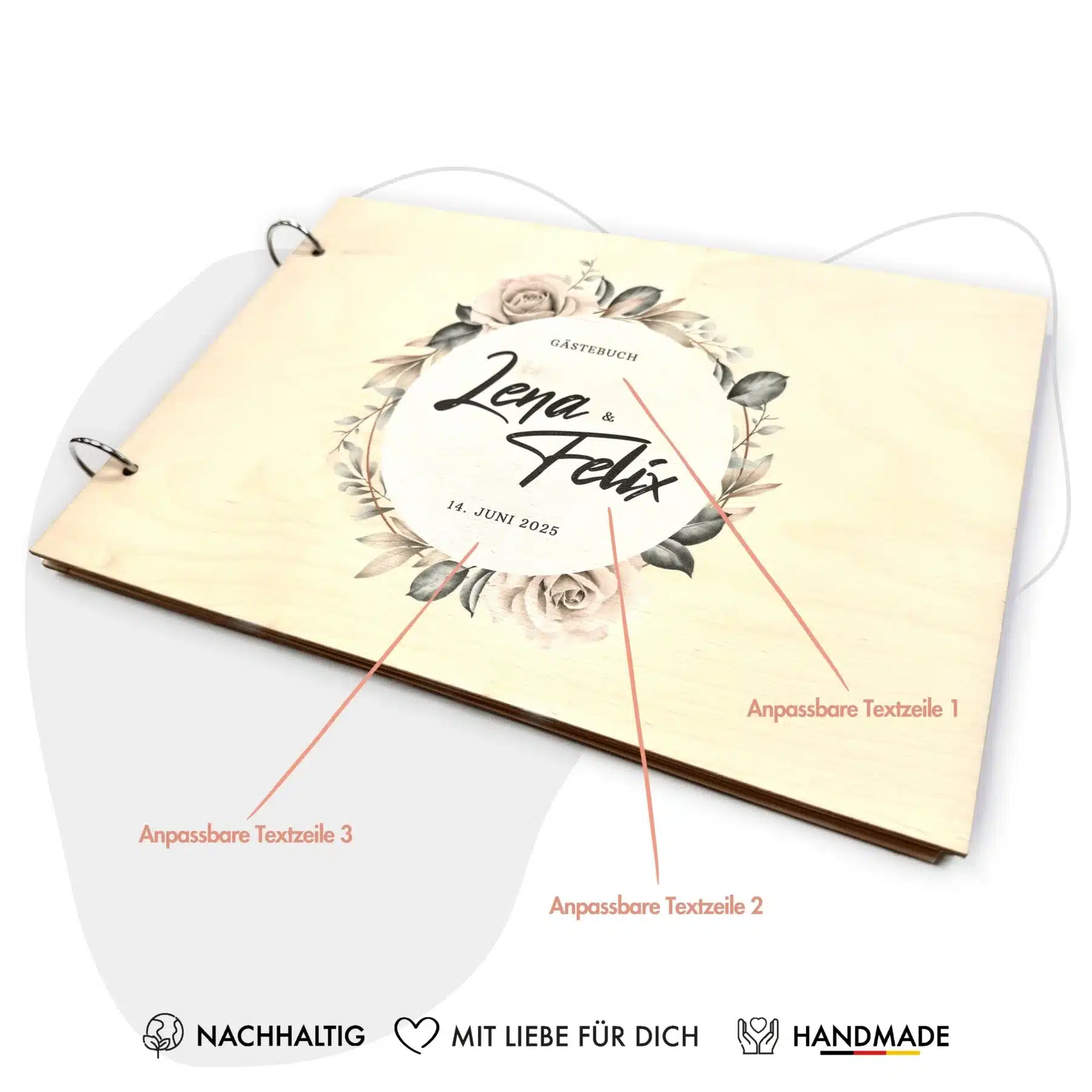 Edles Gästebuch zur Hochzeit – Erinnerungsbuch Fotobuch aus Holz – Modell Lena Gästebücher Edles Gästebuch zur Hochzeit – Erinnerungsbuch Fotobuch aus Holz – Modell Lena