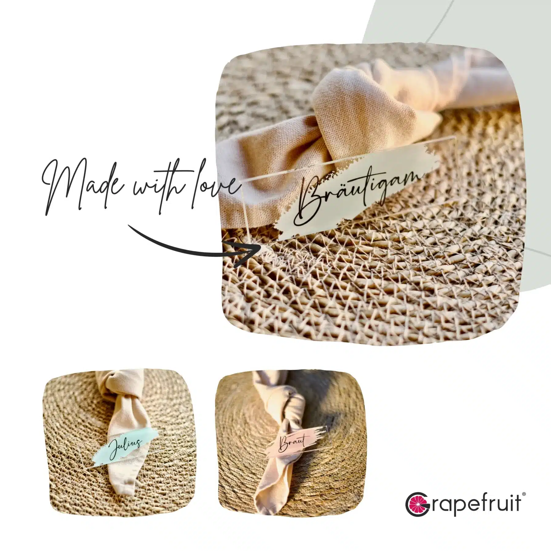 Tischkarten / Platzkarten für Geburtstage, Hochzeiten, Konfirmation & mehr Edle Platzkarten aus Acrylglas “Brush” Platzkarten Namensschilder Hochzeit