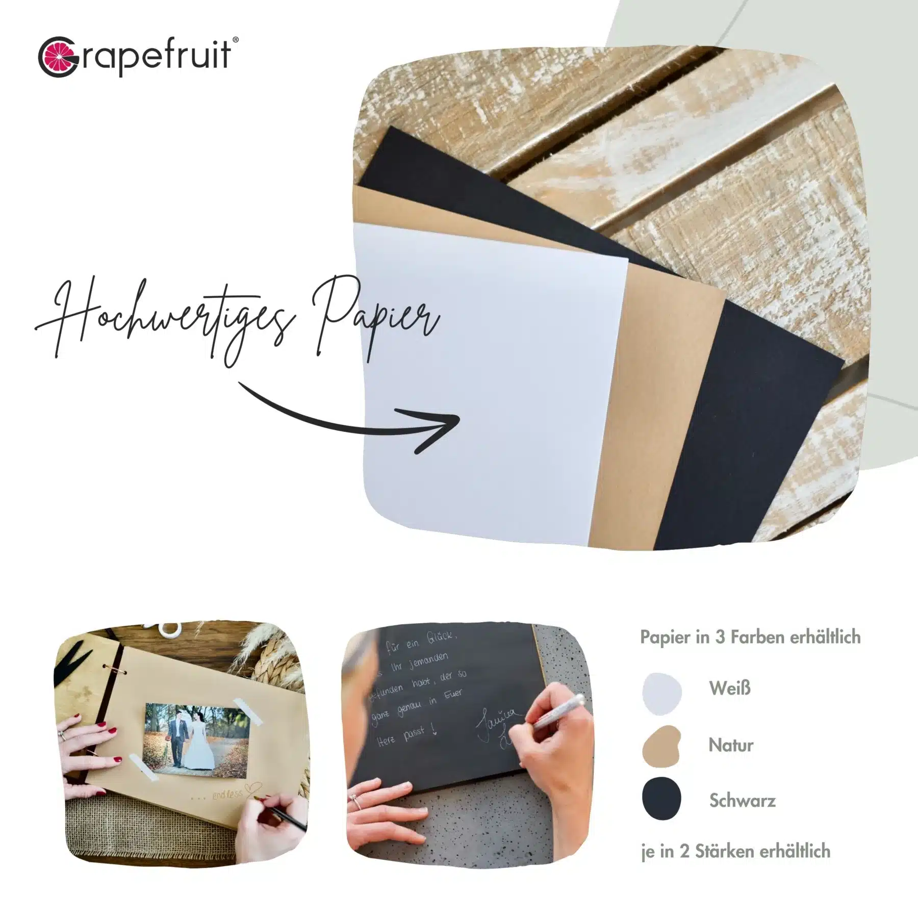 Gästebücher Edles Gästebuch zur Hochzeit – Erinnerungsbuch Fotobuch aus Holz – Modell Evelyn