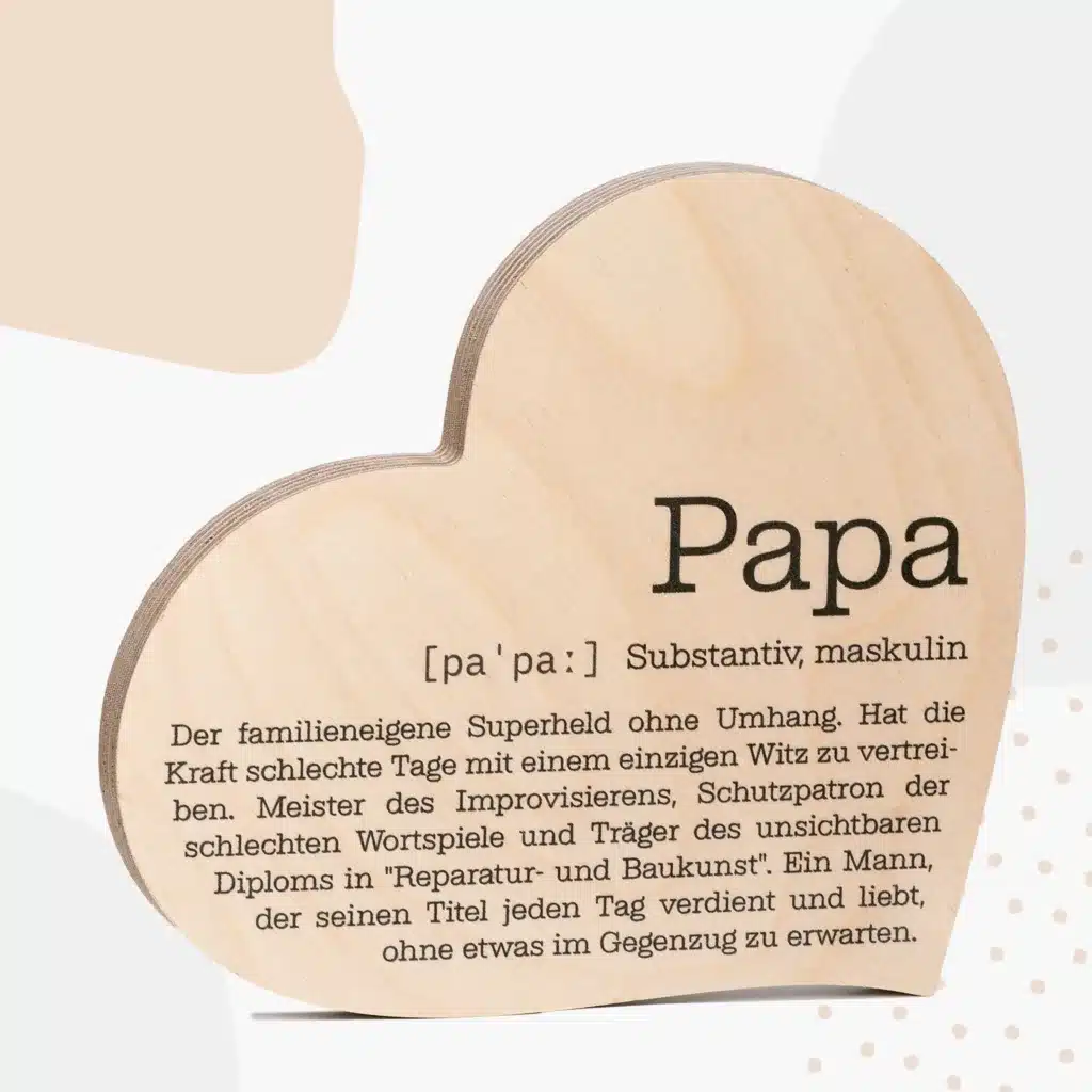 Grapefruit® GeschenkHerz aus Holz zum Vatertag Definition Papa