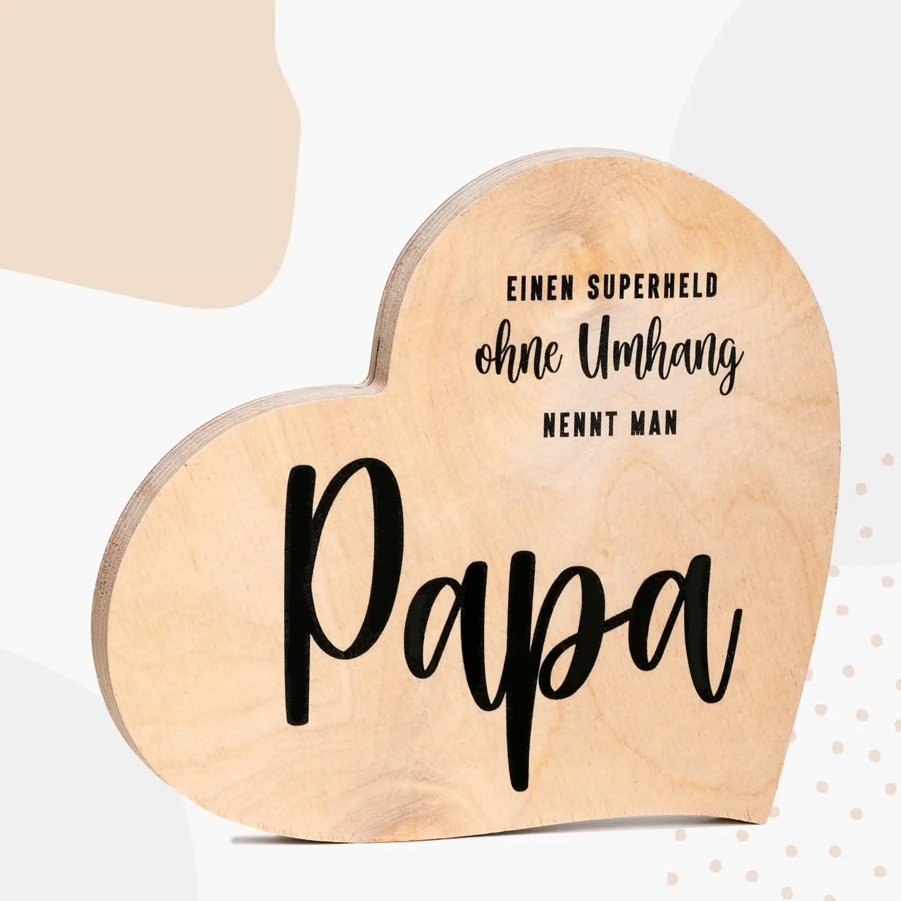 Vatertag Grapefruit® Geschenk-Herz aus Holz zum Vatertag – Superheld ohne Umhang