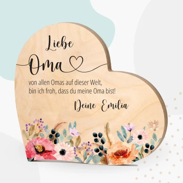 Muttertag Grapefruit® Geschenk-Herz aus Holz zum Muttertag – Liebe Oma