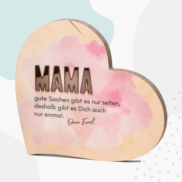 Muttertag Grapefruit® Geschenk-Herz aus Holz zum Muttertag – Mama Spiegel Acryl