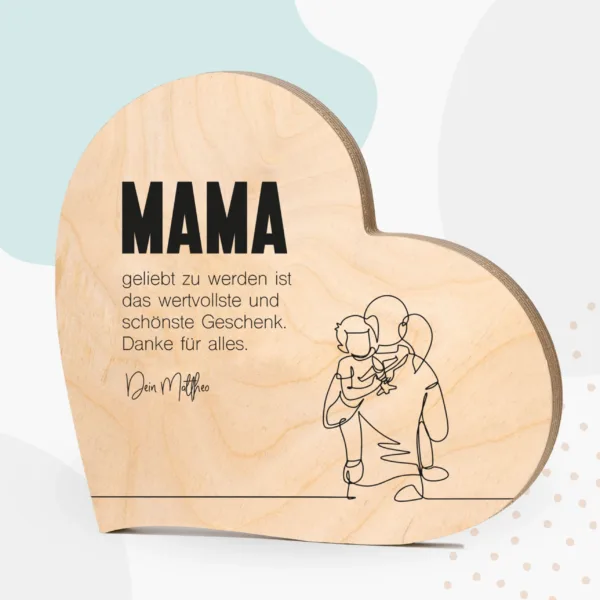 Muttertag Grapefruit® Geschenk-Herz aus Holz zum Muttertag – Mama & Sohn