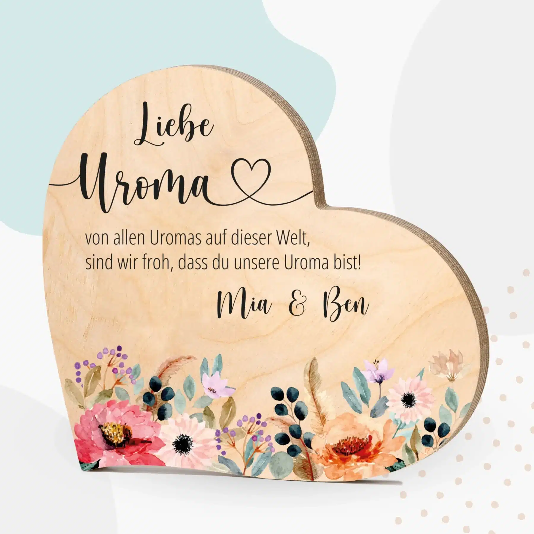 Muttertag Grapefruit® Geschenk-Herz aus Holz zum Muttertag – Liebe Uroma