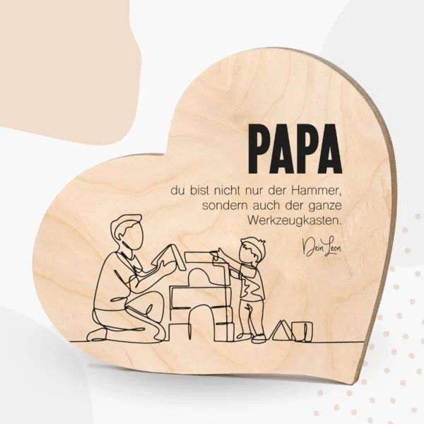 Vatertag Grapefruit® Geschenk-Herz aus Holz zum Vatertag – Papa & Sohn