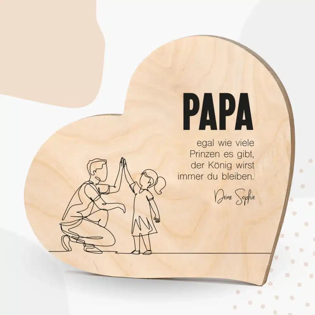Grapefruit® GeschenkHerz aus Holz zum Vatertag Papa & Tochter