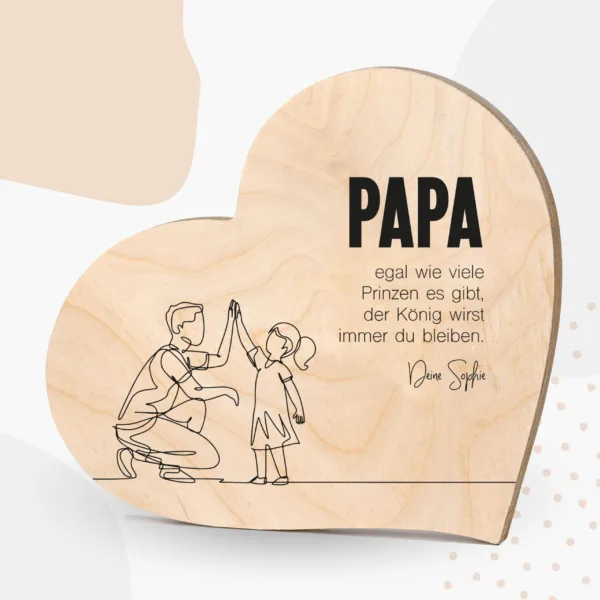 Vatertag Grapefruit® Geschenk-Herz aus Holz zum Vatertag – Papa & Tochter