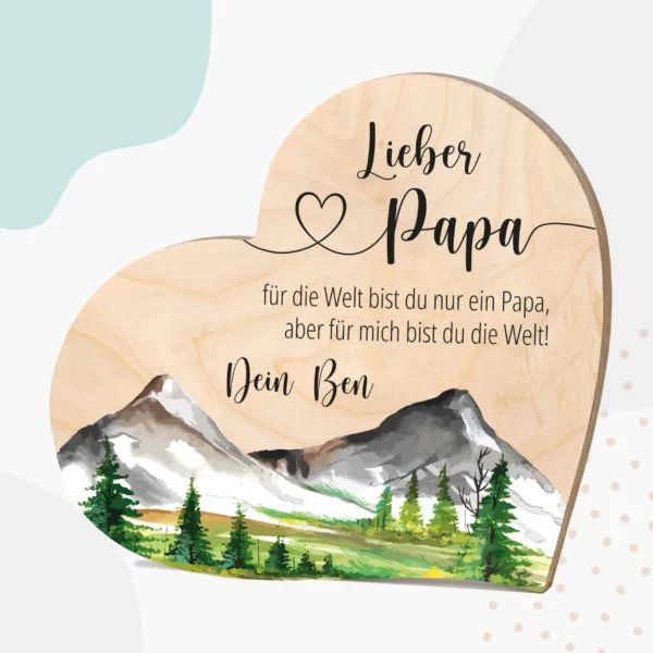 Grapefruit® Geschenk-Herz aus Holz zum Vatertag – Papa & Berge Vatertag Grapefruit® Geschenk-Herz aus Holz zum Vatertag – Papa & Berge