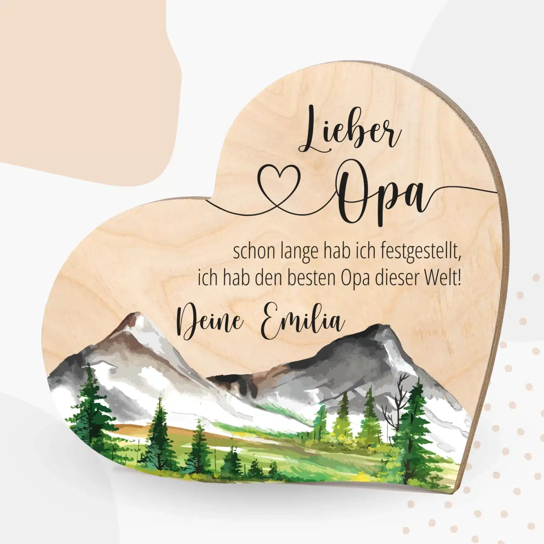 Vatertag Grapefruit® Geschenk-Herz aus Holz zum Vatertag – Opa & Berge