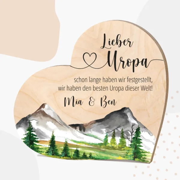 Grapefruit® Geschenk-Herz aus Holz zum Vatertag – Uropa & Berge Vatertag Grapefruit® Geschenk-Herz aus Holz zum Vatertag – Uropa & Berge