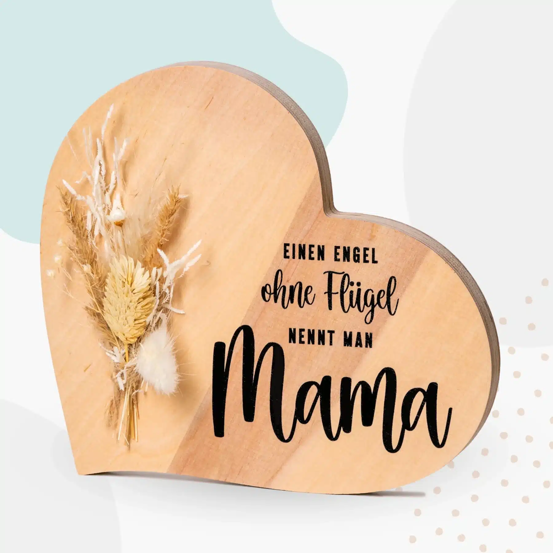 Grapefruit® Geschenk-Herz aus Holz zum Muttertag – Engel ohne Flügel – mit Trockenblumen Geschenk-Herz Grapefruit® Geschenk-Herz aus Holz zum Muttertag – Engel ohne Flügel – mit Trockenblumen