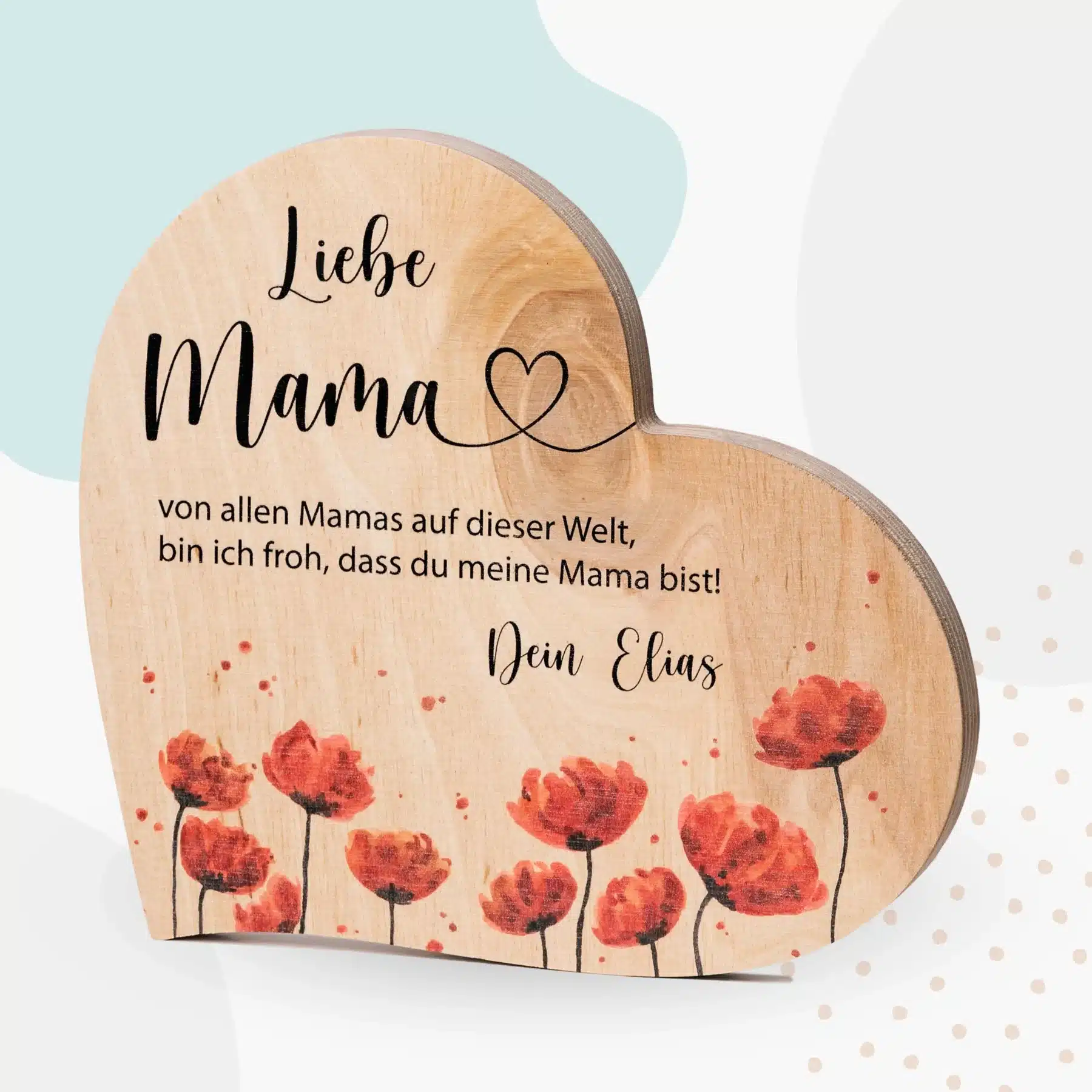 Muttertag Grapefruit® Geschenk-Herz aus Holz zum Muttertag – Mama Mohnblumen