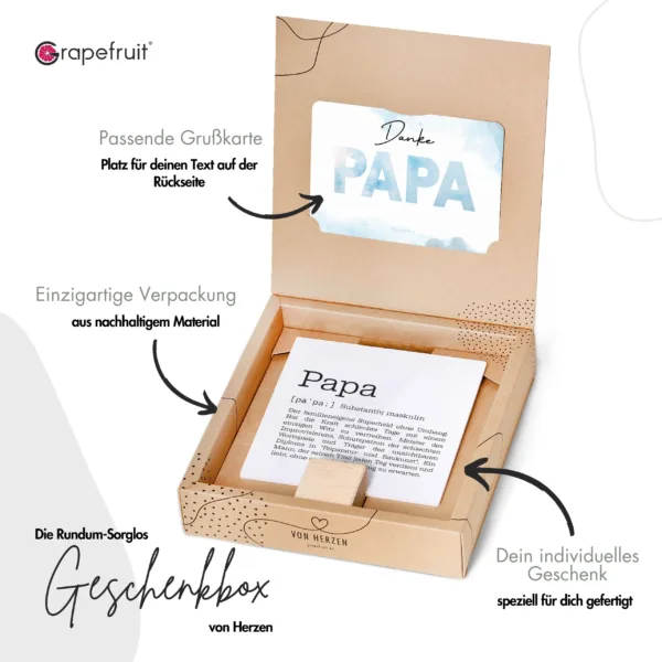 Vatertag Grapefruit® Geschenkbox von Herzen zum Vatertag + Geschenkkarte – Definition Papa