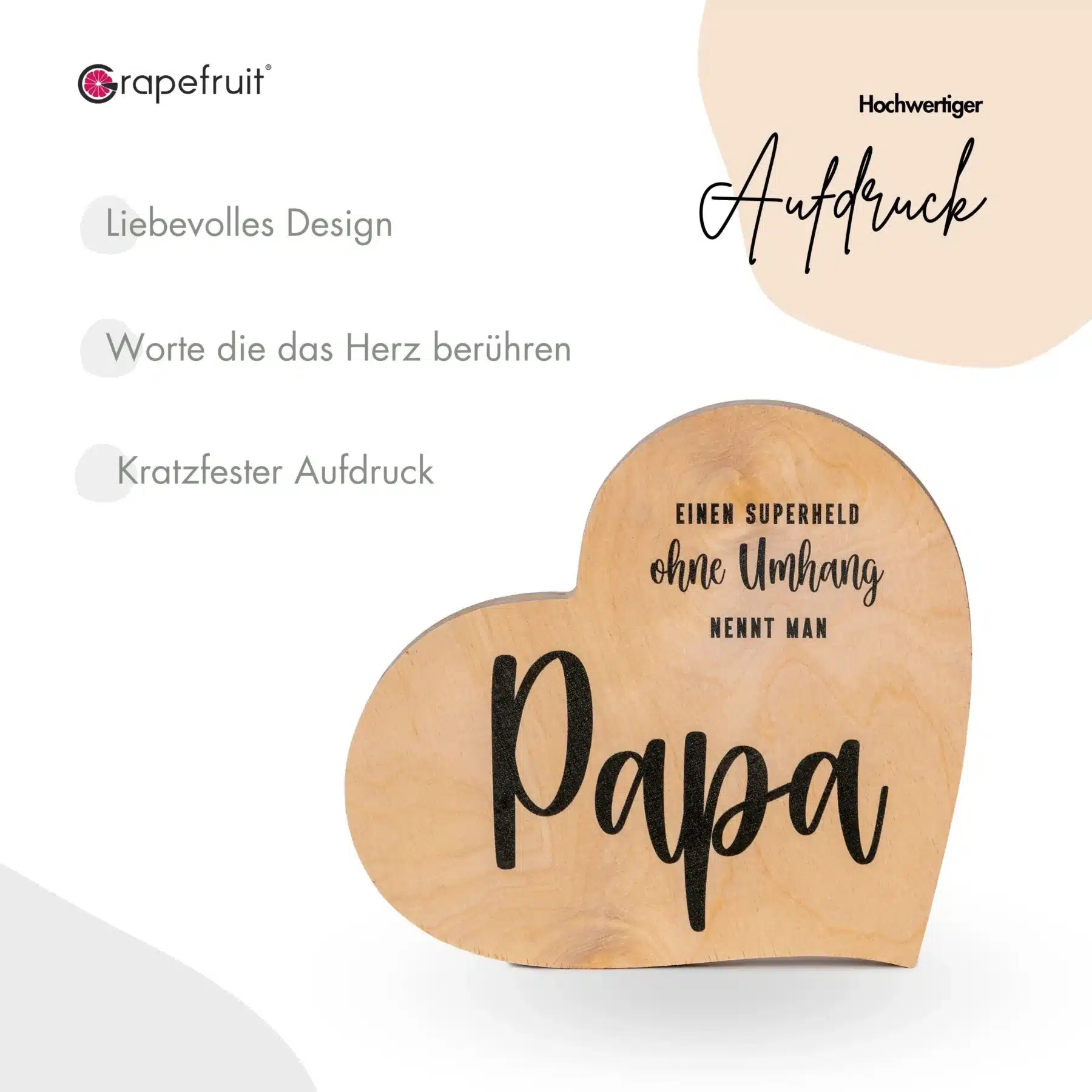 Vatertag Grapefruit® Geschenk-Herz aus Holz zum Vatertag – Superheld ohne Umhang