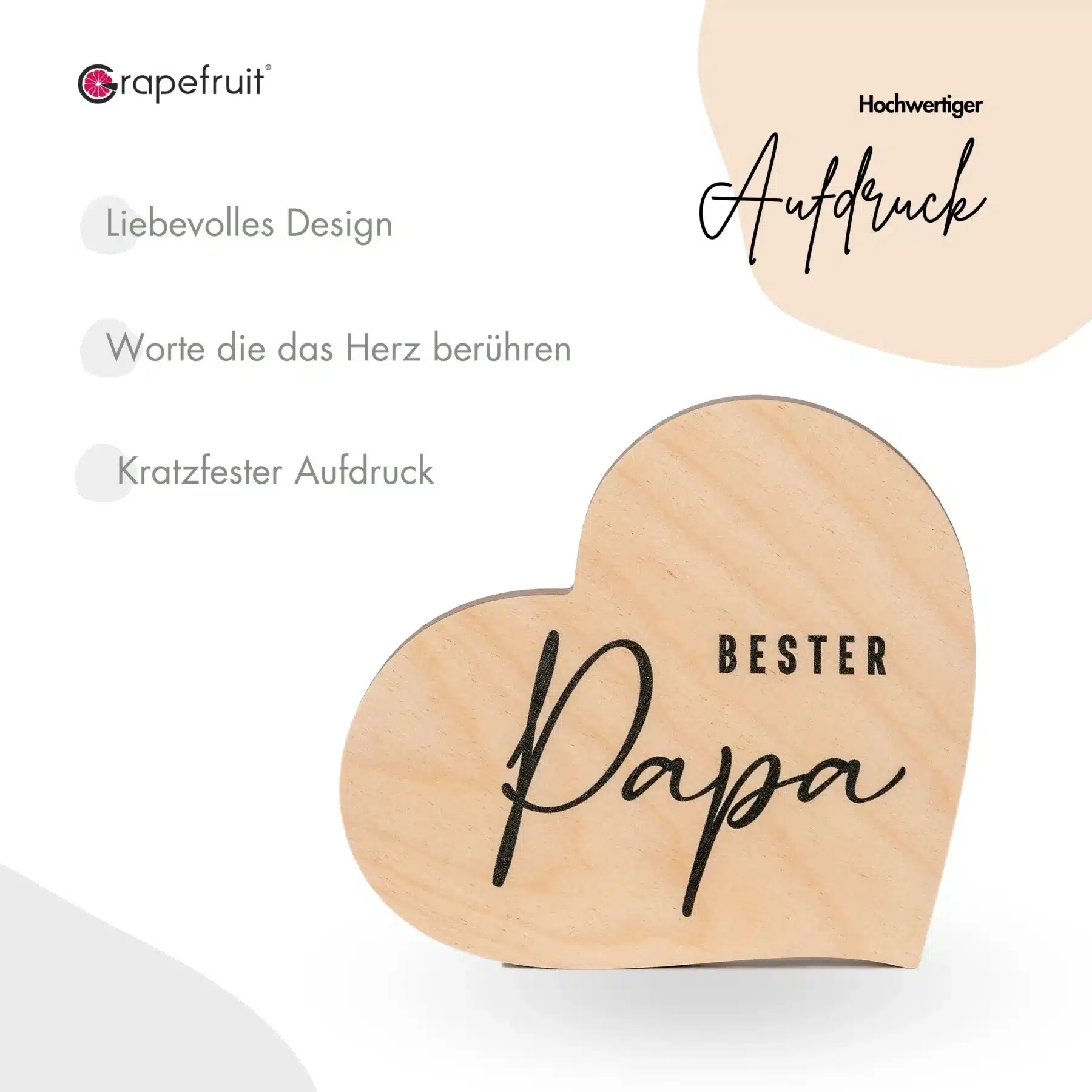 Geschenk-Herz Grapefruit® Geschenk-Herz aus Holz zum Vatertag – Bester Papa