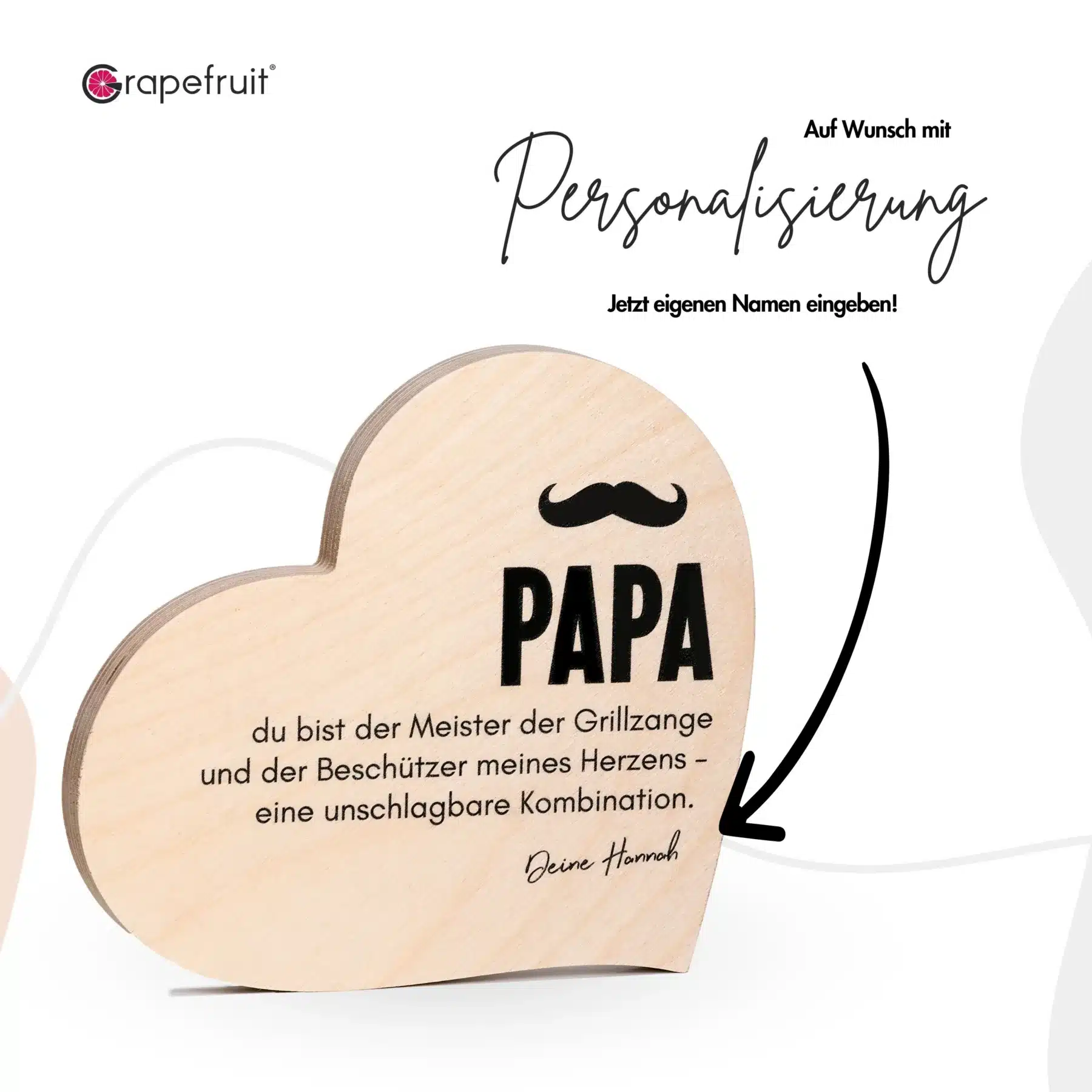 Grapefruit® Geschenk-Herz aus Holz zum Vatertag – Papa Schnurrbart Vatertag Grapefruit® Geschenk-Herz aus Holz zum Vatertag – Papa Schnurrbart
