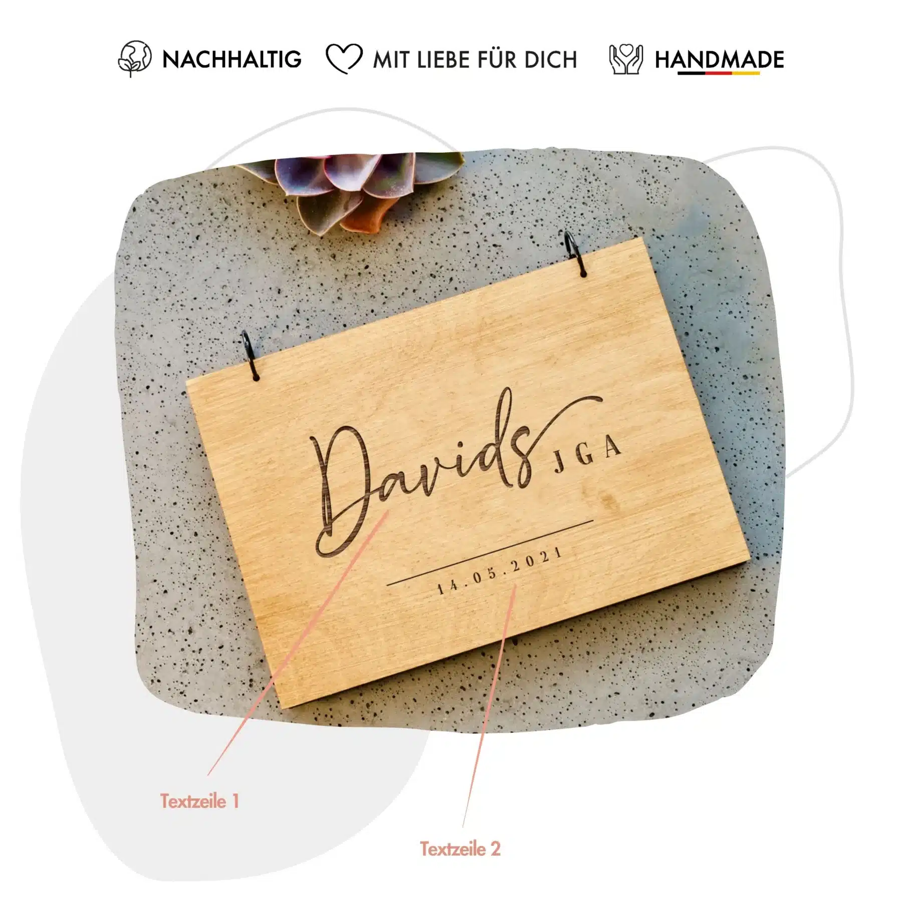 Hochzeitsgeschenke Edles Fotobuch / Gästebuch aus Holz zum JGA