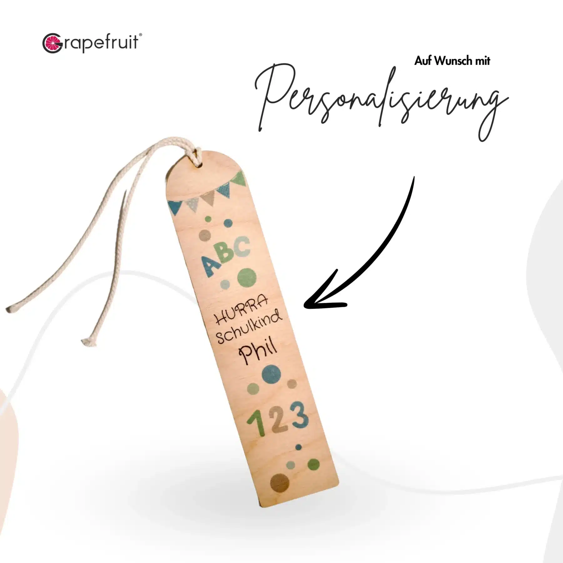 Einschulung Lesezeichen aus Holz zur Einschulung HURRA Schulkind – Blau