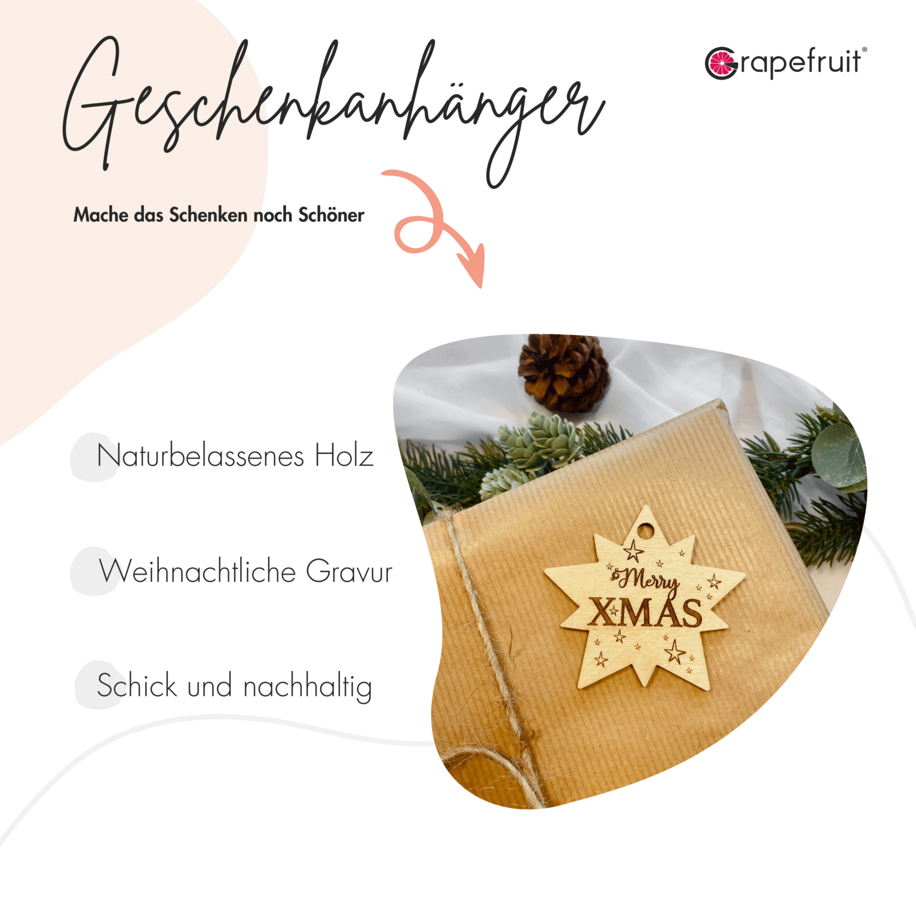 Feiertage Weihnachtsanhänger aus Holz – 6er Set – Holzanhänger  – Anhänger für Geschenke – Weihnachtsgeschenke – Geschenkanhänger Weihnachten