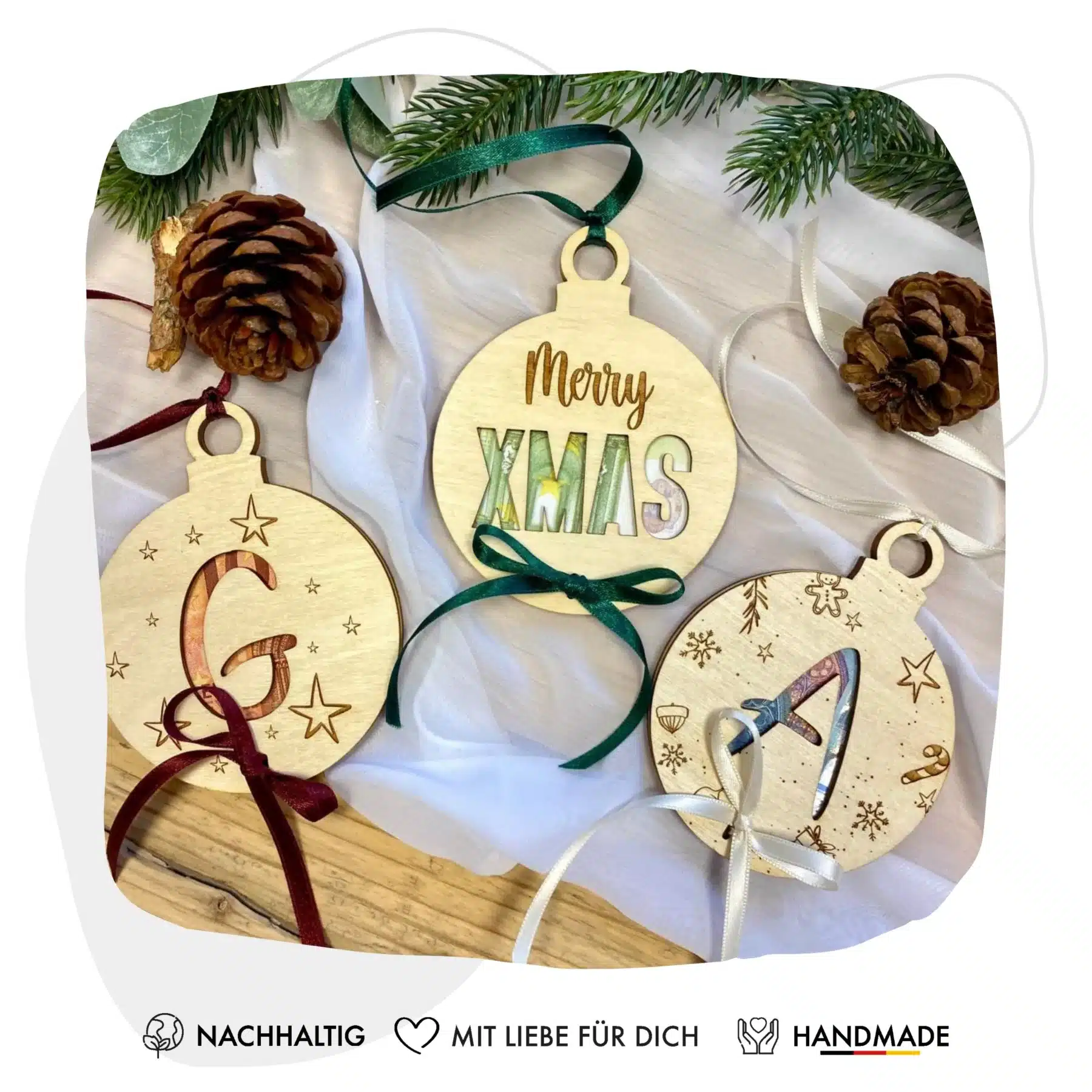 Feiertage Personalisiertes Geldgeschenk Weihnachten Wunscherfüller Weihnachtsgeschenk Geschenkkugel aus Holz Geschenkverpackung mit Initialen