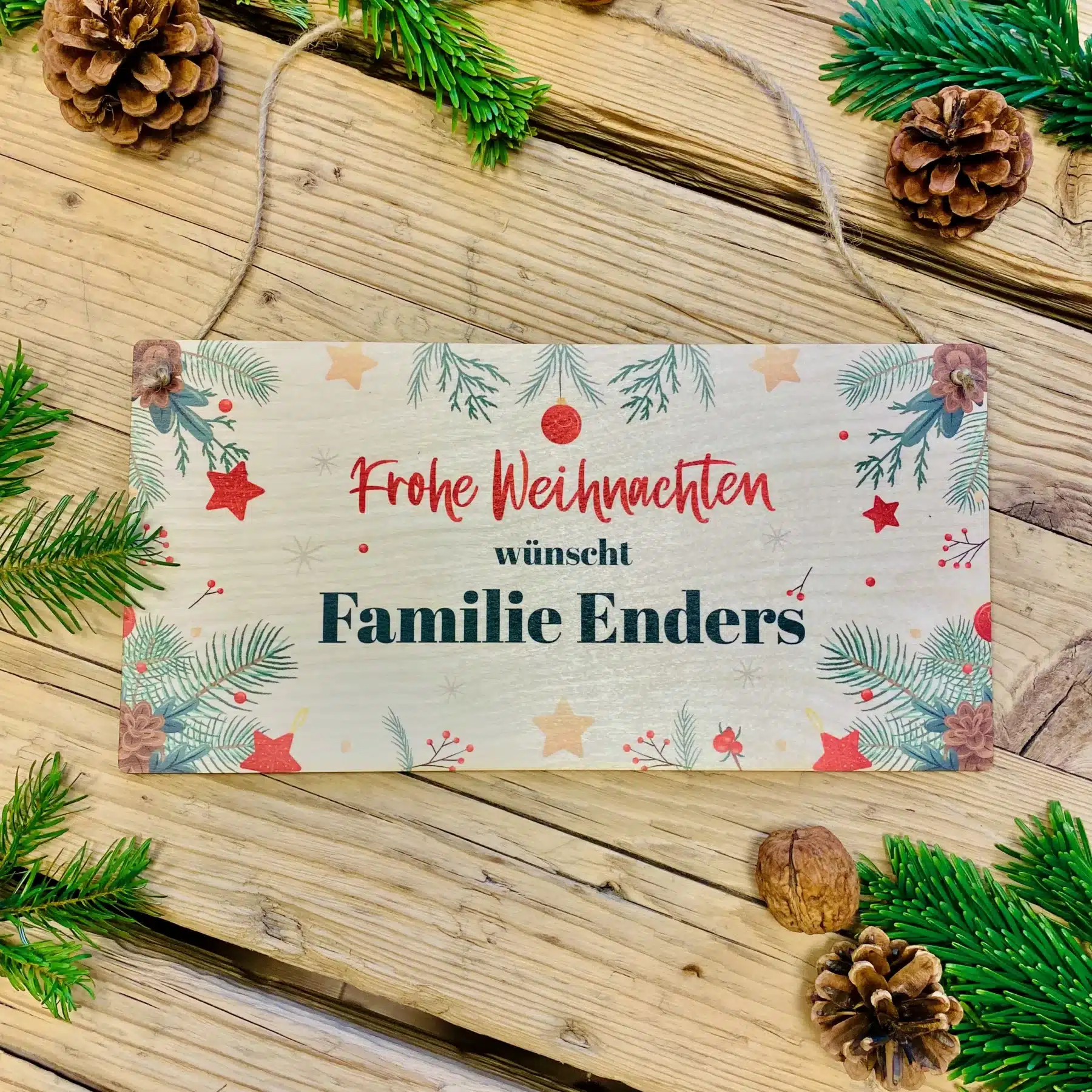Weihnachten Personalisiertes Türschild aus Holz, Weihnachtsdekoration, Türschild Frohe Weinachten, personalisiertes Namensschild, Weihnachtsschmuck Tür