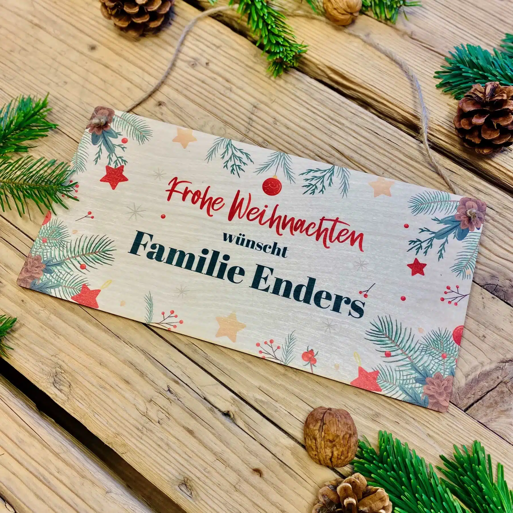Weihnachten Personalisiertes Türschild aus Holz, Weihnachtsdekoration, Türschild Frohe Weinachten, personalisiertes Namensschild, Weihnachtsschmuck Tür