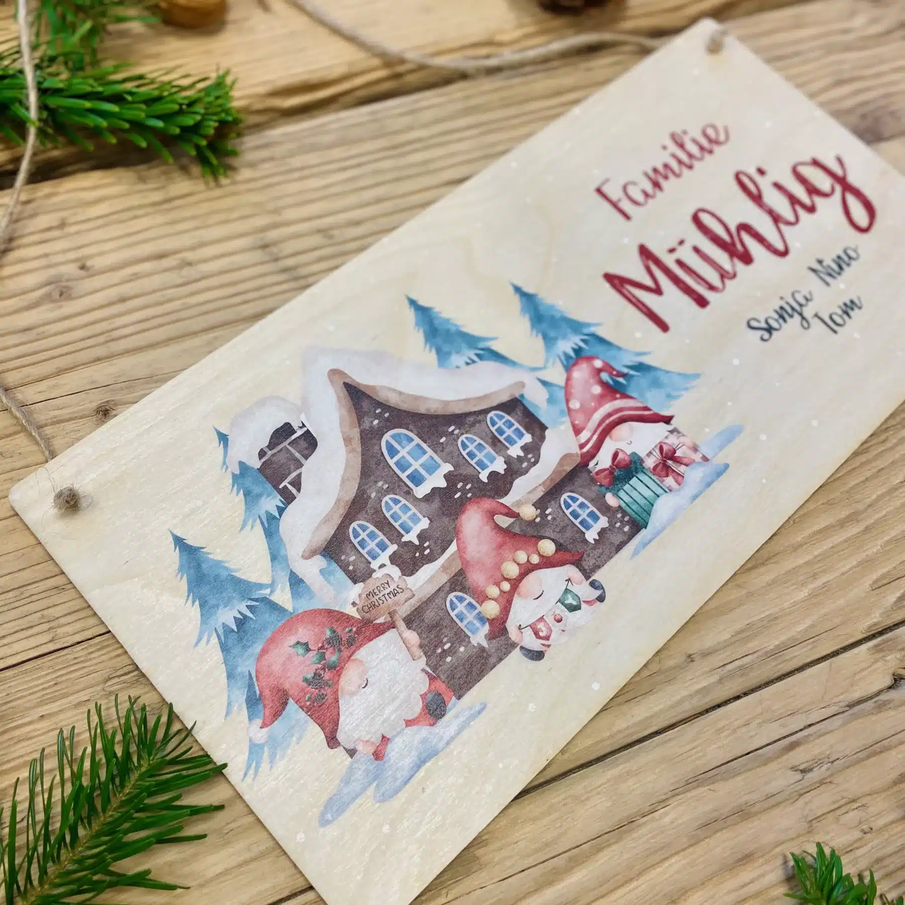 Personalisiertes Türschild aus Holz, Weihnachtsdekoration, Türschild mit Wichteln, personalisiertes Namensschild, Weihnachtsschmuck Tür Weihnachten Personalisiertes Türschild aus Holz, Weihnachtsdekoration, Türschild mit Wichteln, personalisiertes Namensschild, Weihnachtsschmuck Tür