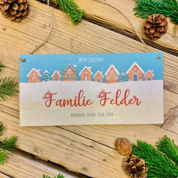 Feiertage Personalisiertes Türschild aus Holz, Weihnachtsdekoration, Türschild  Merry Christmas, personalisiertes Namensschild, Weihnachtsschmuck