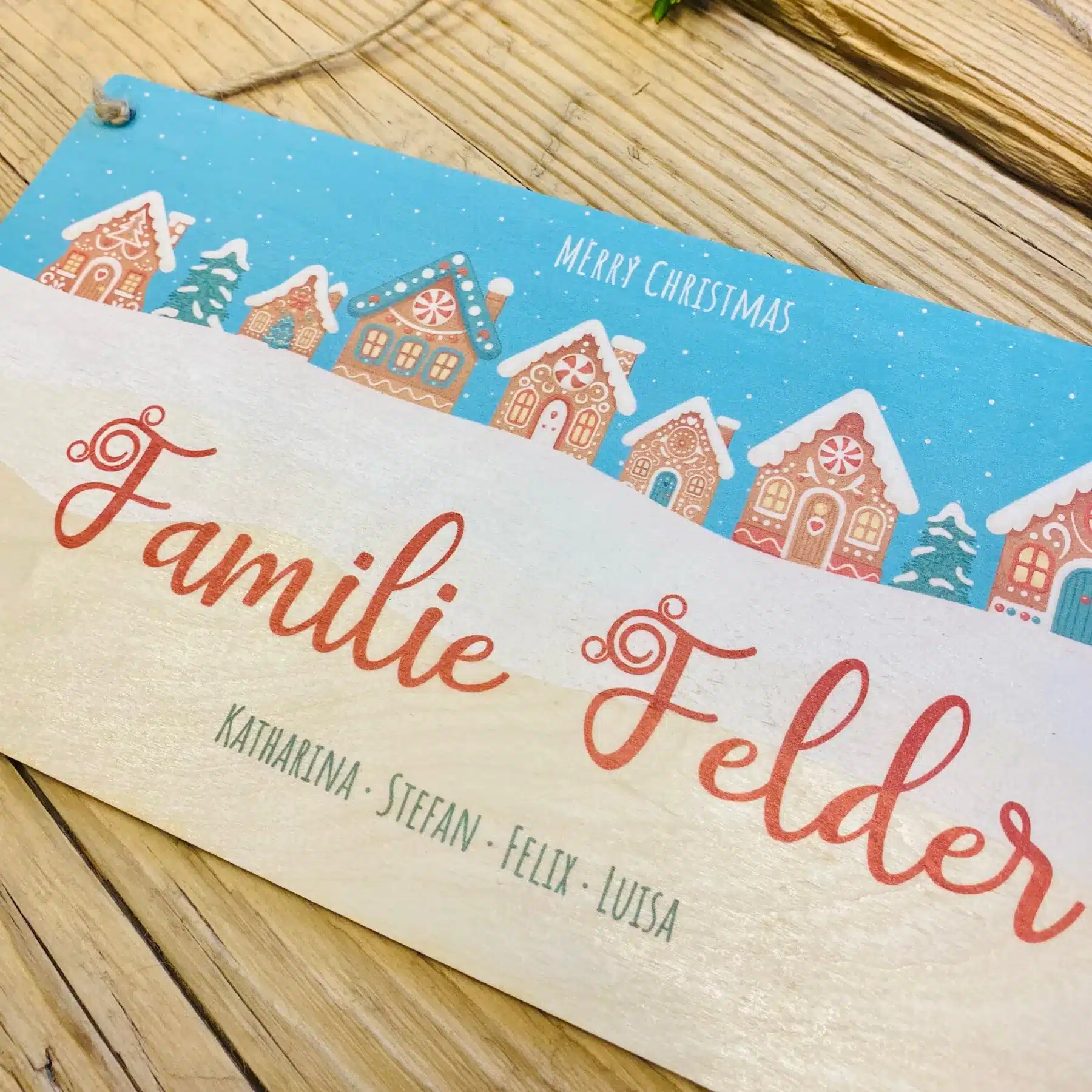 Weihnachten Personalisiertes Türschild aus Holz, Weihnachtsdekoration, Türschild  Merry Christmas, personalisiertes Namensschild, Weihnachtsschmuck