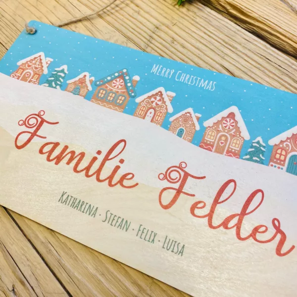 Feiertage Personalisiertes Türschild aus Holz, Weihnachtsdekoration, Türschild  Merry Christmas, personalisiertes Namensschild, Weihnachtsschmuck